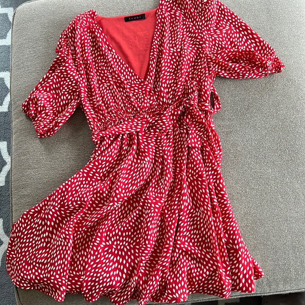 Red and White Print Dress